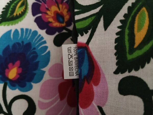 Komplet 2 szt poszewki 40x40 cm folk łowicz kwiaty kolorowe ciemny zielony tył 100% bawełna HandmadebyAmia