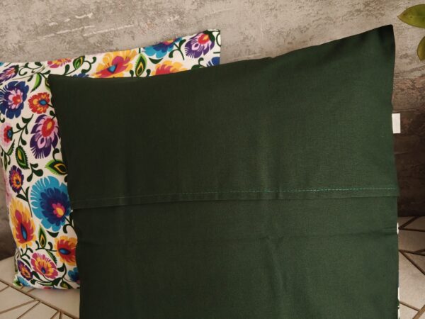 Komplet 2 szt poszewki 40x40 cm folk łowicz kwiaty kolorowe ciemny zielony tył 100% bawełna HandmadebyAmia