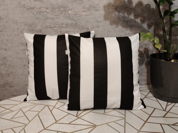 🖤🤍Komplet 2 szt poszewki 40x40 cm pasy czarno białe nowoczesne minimalizm 100% bawełna HandmadebyAmia