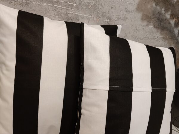🖤🤍Komplet 2 szt poszewki 40x40 cm pasy czarno białe nowoczesne minimalizm 100% bawełna HandmadebyAmia