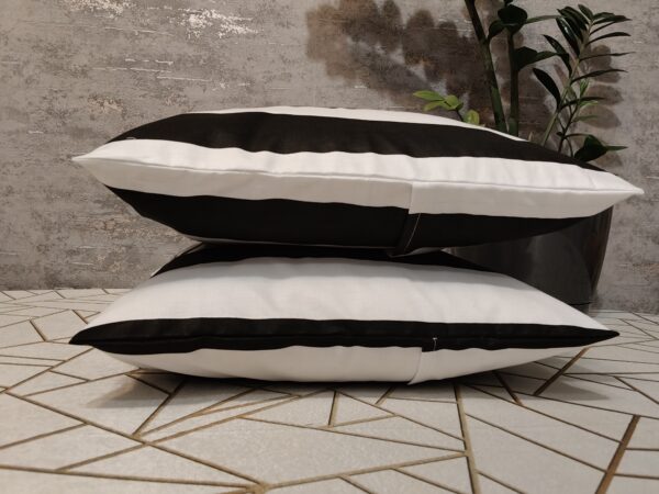 🖤🤍Komplet 2 szt poszewki 40x40 cm pasy czarno białe nowoczesne minimalizm 100% bawełna HandmadebyAmia