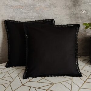 Komplet 2 szt poszewki 40x40 cm czarne z koronką eleganckie glamour 100% bawełna HandmadebyAmia