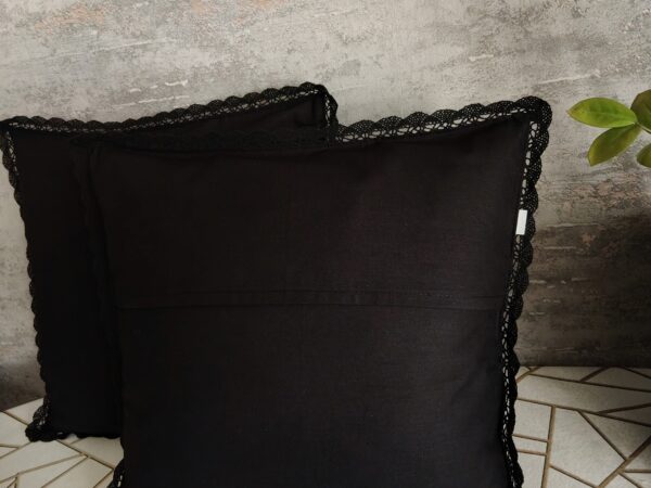 Komplet 2 szt poszewki 40x40 cm czarne z koronką eleganckie glamour 100% bawełna HandmadebyAmia