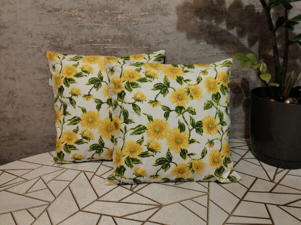 🌻🌻Komplet 2 szt poszewki 40x40 cm słoneczniki musztardowy tył boho 100% bawełna HandmadebyAmia