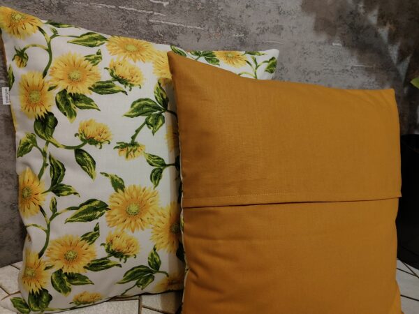 🌻🌻Komplet 2 szt poszewki 40x40 cm słoneczniki musztardowy tył boho 100% bawełna HandmadebyAmia
