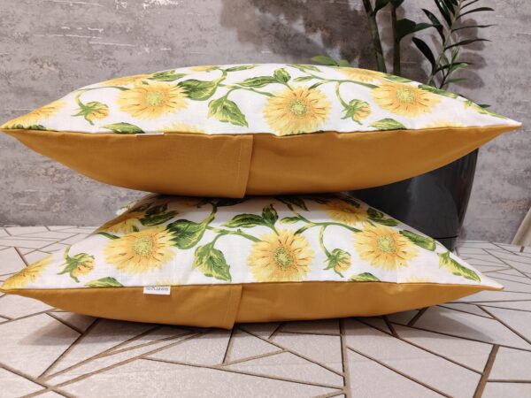 🌻🌻Komplet 2 szt poszewki 40x40 cm słoneczniki musztardowy tył boho 100% bawełna HandmadebyAmia