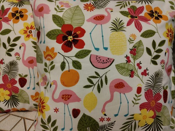 🦩🦩Komplet 2 szt poszewki 40x40 cm flamingi tropikalne liście różowy tył 100% bawełna HandmadebyAmia