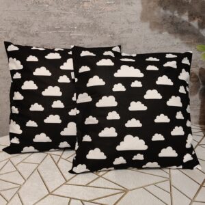 Komplet 2 szt poszewki 40x40 cm czarne chmurki skandynawski wzór 100% bawełna HandmadebyAmia