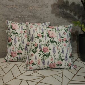 🌸🪻🍃Komplet 2 szt poszewki 40x40 cm róże lawenda romantyczne kwiatowe 100% bawełna HandmadebyAmia