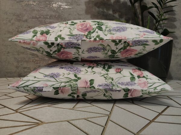 🌸🪻🍃Komplet 2 szt poszewki 40x40 cm róże lawenda romantyczne kwiatowe 100% bawełna HandmadebyAmia