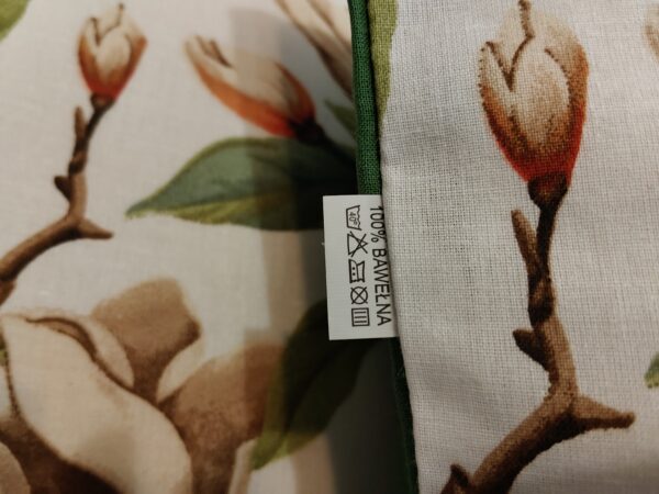 🌸🌿Komplet 2 szt poszewki 40x40 cm magnolie zielone eleganckie kwiatowe 100% bawełna HandmadebyAmia