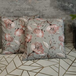 .🪷🌺Komplet 2 szt poszewki 40x40 cm kwiaty szare eleganckie boho 100% bawełna HandmadebyAmia