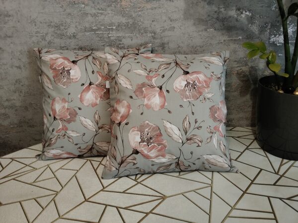 .🪷🌺Komplet 2 szt poszewki 40x40 cm kwiaty szare eleganckie boho 100% bawełna HandmadebyAmia