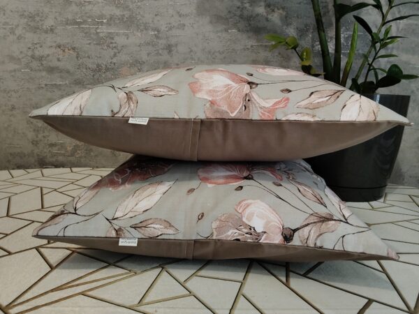 .🪷🌺Komplet 2 szt poszewki 40x40 cm kwiaty szare eleganckie boho 100% bawełna HandmadebyAmia