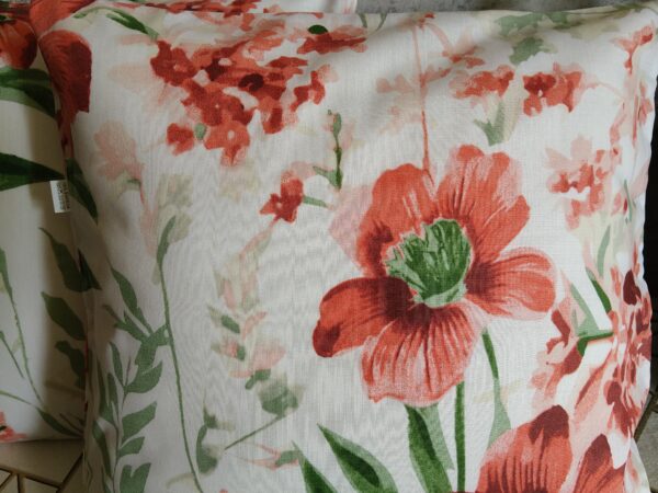 🌸🌿🍃🌸Komplet 2 szt poszewki 40x40 cm kwiaty czerwone eleganckie kwiatowe 100% bawełna HandmadebyAmia