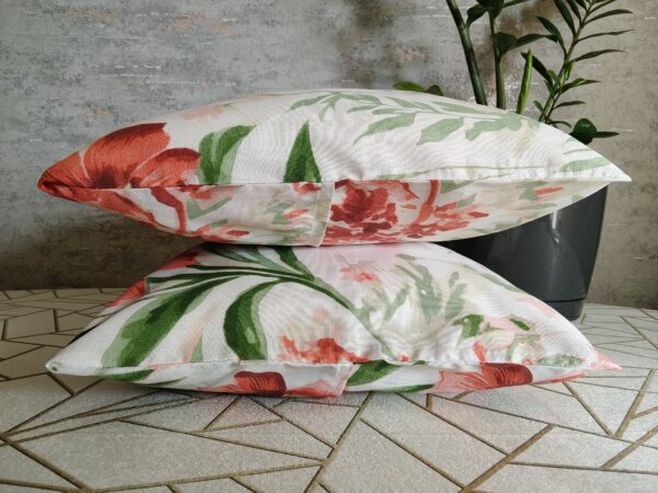 🌸🌿🍃🌸Komplet 2 szt poszewki 40x40 cm kwiaty czerwone eleganckie kwiatowe 100% bawełna HandmadebyAmia
