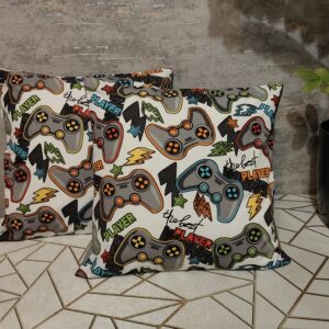 🎮🎮Komplet 2 szt poszewki 40x40 cm pady gamingowe dla gracza szare 100% bawełna HandmadebyAmia