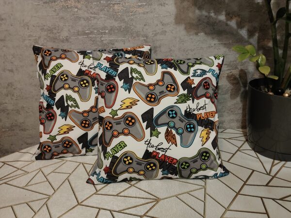 🎮🎮Komplet 2 szt poszewki 40x40 cm pady gamingowe dla gracza szare 100% bawełna HandmadebyAmia