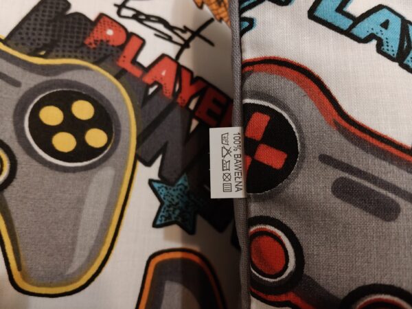 🎮🎮Komplet 2 szt poszewki 40x40 cm pady gamingowe dla gracza szare 100% bawełna HandmadebyAmia