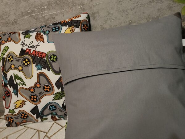 🎮🎮Komplet 2 szt poszewki 40x40 cm pady gamingowe dla gracza szare 100% bawełna HandmadebyAmia