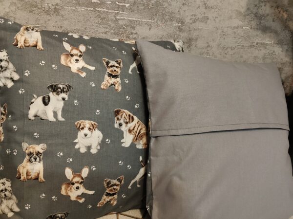 🐾🐶🐕🐩🐾Komplet 2 szt poszewki 40x40 cm pieski szare dla miłośnika psów 100% bawełna HandmadebyAmia