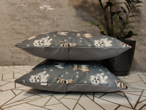 🐾🐶🐕🐩🐾Komplet 2 szt poszewki 40x40 cm pieski szare dla miłośnika psów 100% bawełna HandmadebyAmia