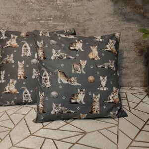🐾🐈😽😸😻🐾Komplet 2 szt poszewki 40x40 cm koty szare dla miłośnika kotów 100% bawełna HandmadebyAmia
