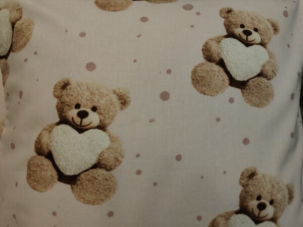 🧸🤍🤍🧸Komplet 2 szt poszewki 40x40 cm misie z serduszkiem różowe tło 100% bawełna HandmadebyAmia