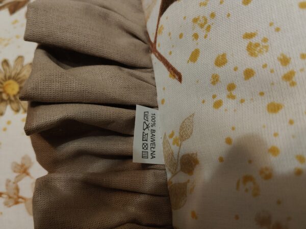 ❤️🤎🍂🏵️Komplet 2 szt poszewki 40x40 cm kwiaty złote brąz falbanka styl boho 100% bawełna HandmadebyAmia