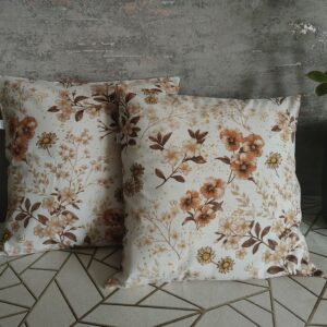 🏵️🌿Komplet 2 szt poszewki 40x40 cm kwiaty beżowe styl boho 100% bawełna HandmadebyAmia