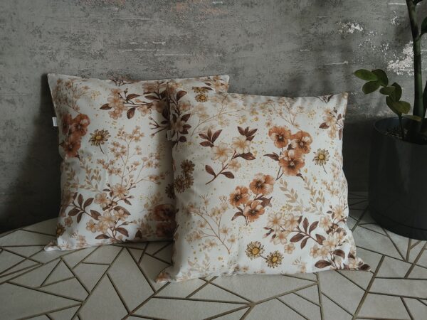 🏵️🌿Komplet 2 szt poszewki 40x40 cm kwiaty beżowe styl boho 100% bawełna HandmadebyAmia