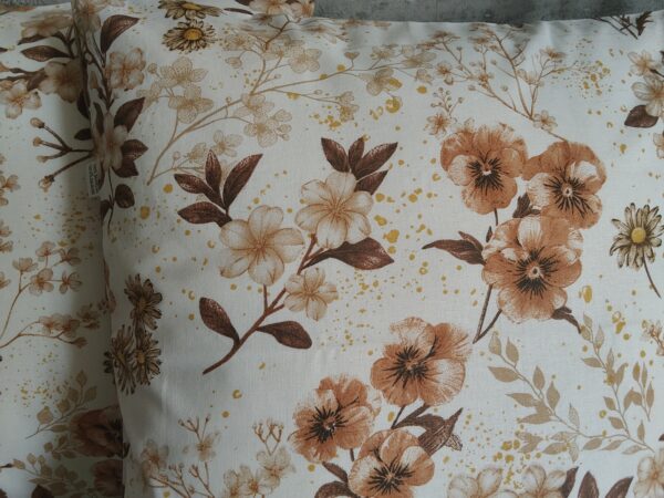 🏵️🌿Komplet 2 szt poszewki 40x40 cm kwiaty beżowe styl boho 100% bawełna HandmadebyAmia