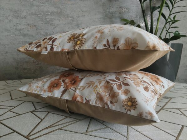 🏵️🌿Komplet 2 szt poszewki 40x40 cm kwiaty beżowe styl boho 100% bawełna HandmadebyAmia