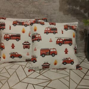 🚒🚒Komplet 2 szt poszewki 40x40 cm straż pożarna auta dziecięce 100% bawełna HandmadebyAmia