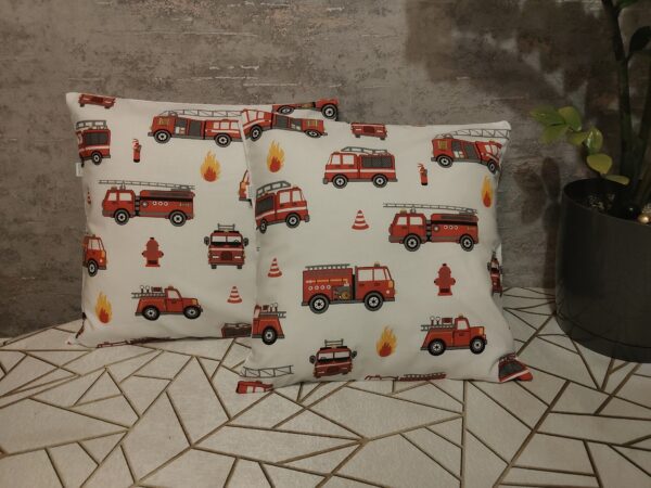 🚒🚒Komplet 2 szt poszewki 40x40 cm straż pożarna auta dziecięce 100% bawełna HandmadebyAmia
