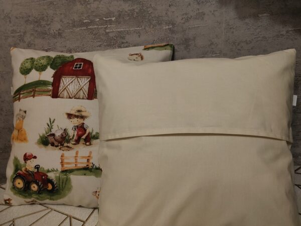 🚜🐓🌳Komplet 2 szt poszewki 40x40 cm farma traktor zwierzęta dziecięce 100% bawełna HandmadebyAmia