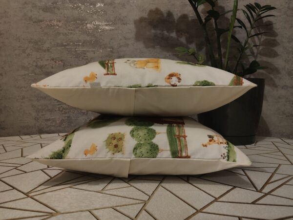 🚜🐓🌳Komplet 2 szt poszewki 40x40 cm farma traktor zwierzęta dziecięce 100% bawełna HandmadebyAmia