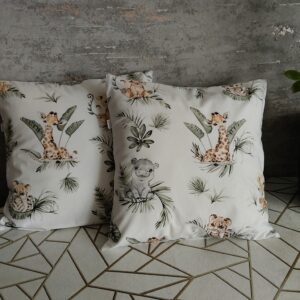 🦒🦛🦁🌴Komplet 2 szt poszewki 40x40 cm safari żyrafa lew dziecięce 100% bawełna HandmadebyAmia