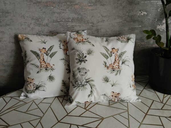 🦒🦛🦁🌴Komplet 2 szt poszewki 40x40 cm safari żyrafa lew dziecięce 100% bawełna HandmadebyAmia