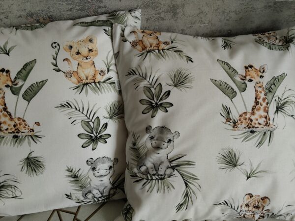 🦒🦛🦁🌴Komplet 2 szt poszewki 40x40 cm safari żyrafa lew dziecięce 100% bawełna HandmadebyAmia