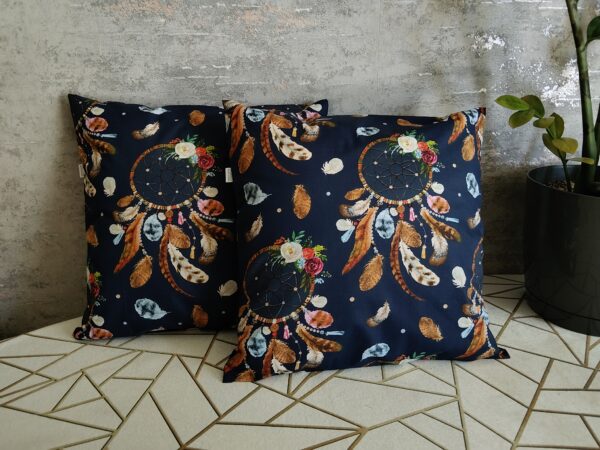 Komplet 2 szt poszewki 40x40 cm łapacz snów boho granatowe 100% bawełna HandmadebyAmia
