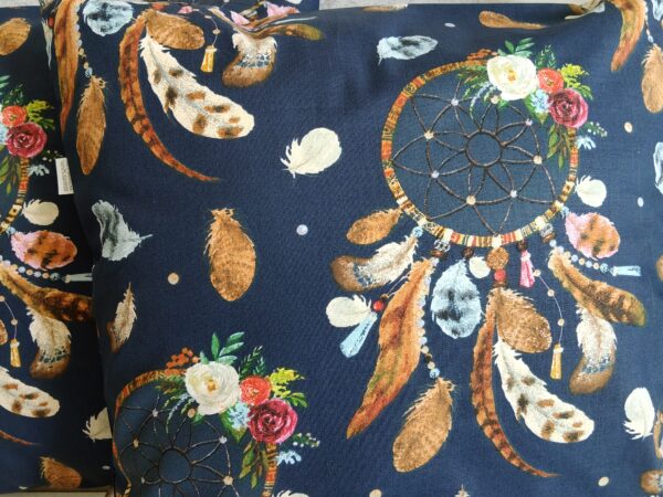 Komplet 2 szt poszewki 40x40 cm łapacz snów boho granatowe 100% bawełna HandmadebyAmia