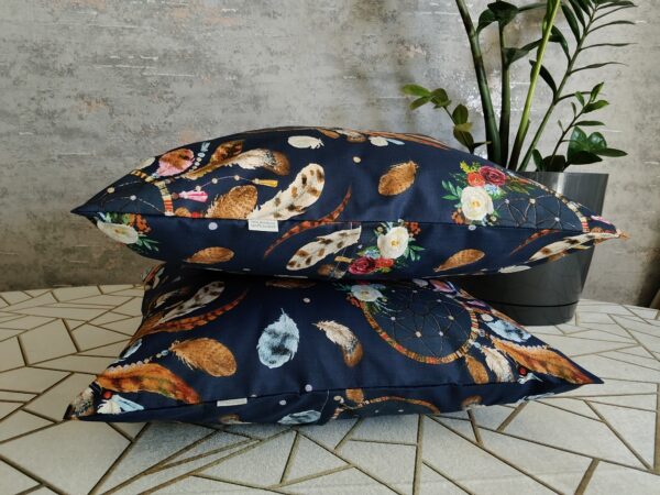 Komplet 2 szt poszewki 40x40 cm łapacz snów boho granatowe 100% bawełna HandmadebyAmia