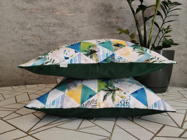 🌴🌴Komplet 2 szt poszewki 40x40 cm geometryczne palmy zielone 100% bawełna HandmadebyAmia