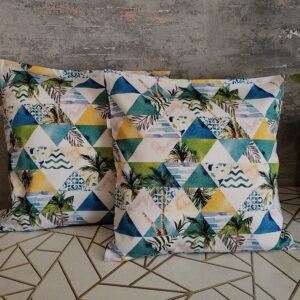 🌴🌴Komplet 2 szt poszewki 40x40 cm geometryczne palmy zielone 100% bawełna HandmadebyAmia