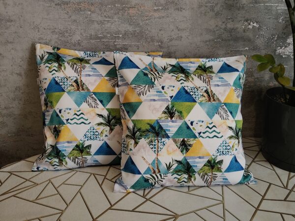 🌴🌴Komplet 2 szt poszewki 40x40 cm geometryczne palmy zielone 100% bawełna HandmadebyAmia