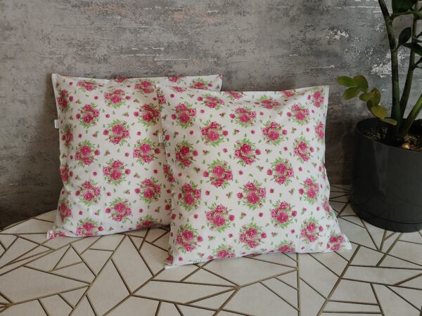 🌿🌹🌹Komplet 2 szt poszewki 40x40 cm róże vintage białe 100% bawełna HandmadebyAmia
