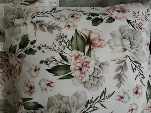 🌿🏵️🌿Komplet 2 szt poszewki 40x40 cm eleganckie kwiaty beż róż 100% bawełna HandmadebyAmia