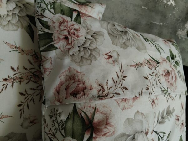 🌿🏵️🌿Komplet 2 szt poszewki 40x40 cm eleganckie kwiaty beż róż 100% bawełna HandmadebyAmia