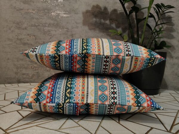 Komplet 2 szt poszewki 40x40 cm boho etno kolorowe geometryczne 100% bawełna HandmadebyAmia